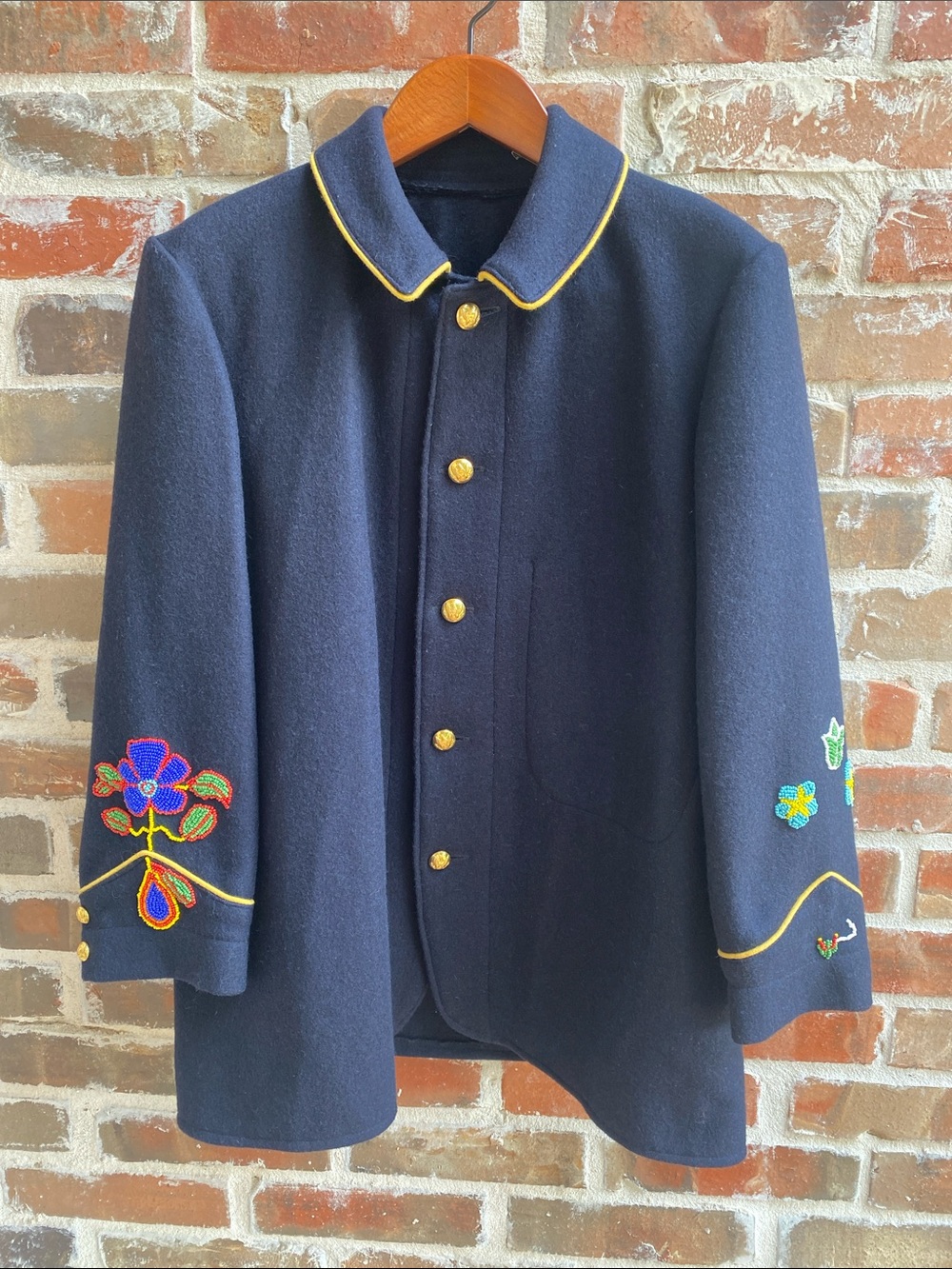 Military M1874 Sack Coat in Navy Wool with seed bead embellishments 44Reg
